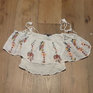 American Eagle Embroidered Crop Top Size Small